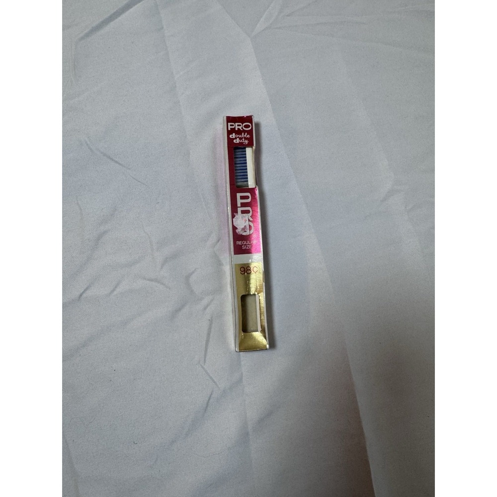 Vintage NOS Pro Double Duty Regular Size Toothbrush Sealed Prop No. 900 Made USA